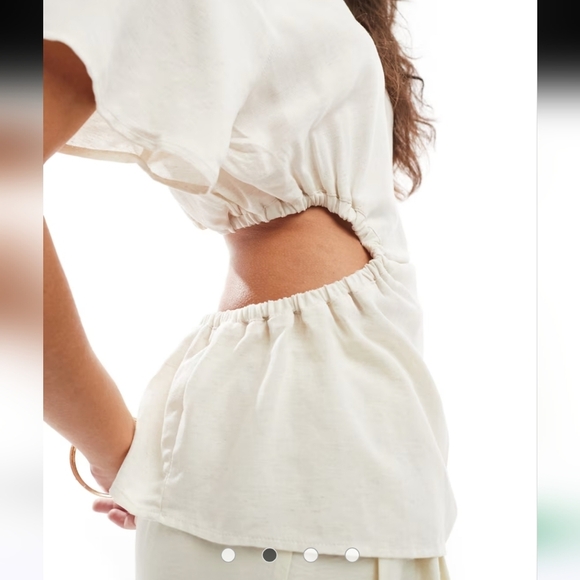 ASOS DESIGN linen look tee with open back in natural. Size US 6. NWT - Picture 5 of 15